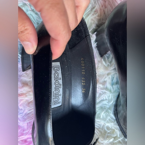 Rare Baldinini black block heel shoes Pure Leather-7.5 US 36 vintage european - Picture 7 of 16